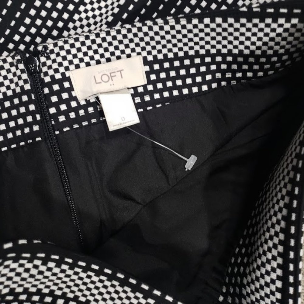Ann Taylor Loft Black Check Knit Skirt Sz 0 NWOT - Picture 6 of 6